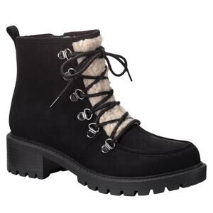 Sun + Stone Women's Quiinn Lace Up Lug Sole Hiking Boots Black Size 11